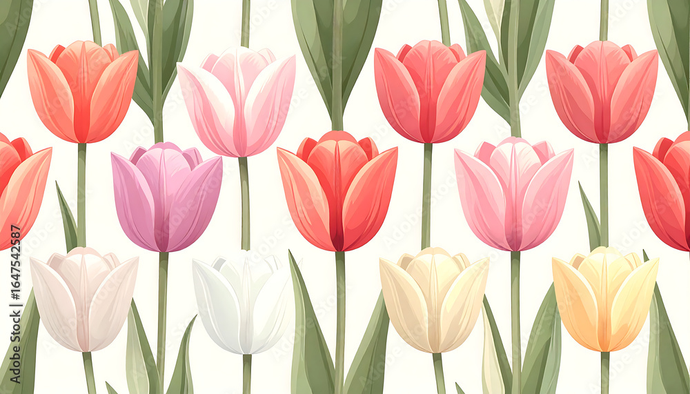 Obraz premium Seamless vector pattern of Tulips