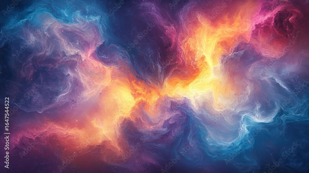 Fototapeta premium Cosmic Nebula Colorful swirling gas clouds in space, abstract background for science fiction