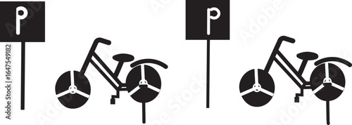bicycle parking glyph icon  sign vector. flat icon for apps and websites

