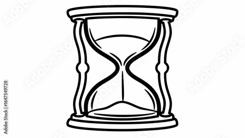Continuous Line Hourglass Drawing Black Outline Sand Timer