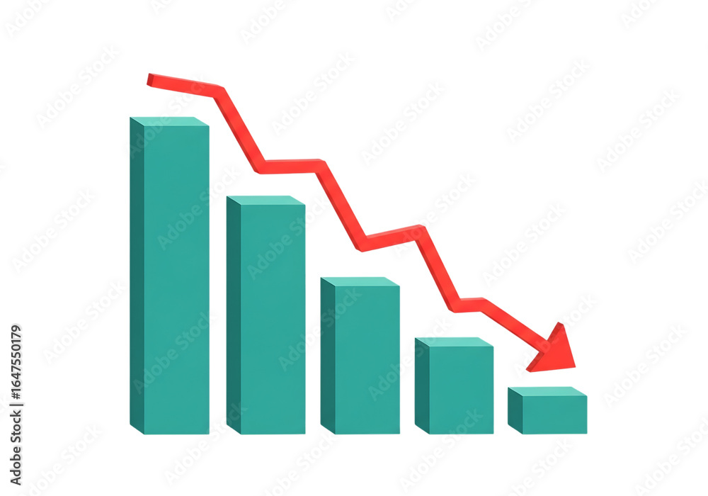 Red graph arrow down showing stock market exchange loss. Trading graph analysis. Investment indicator. Business graph chart of financial stock crisis. Red price in down trend chart fall Red graph arrow down showing stock market exchange loss. Trading graph analysis. Investment indicator. Business graph chart of financial stock crisis. Red price in down trend chart fall