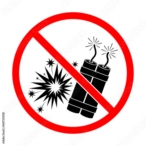 No dynamite symbol prohibition sign black and white safety warning high quality professional