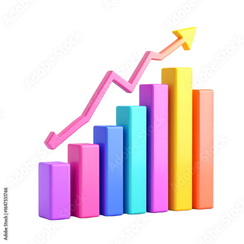 Free Download A colorful bar graph with an upward trend, illustrating growth and increasing values against a black background. - GFXLoad