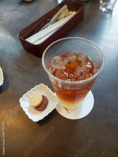 Two cookies and apple tea