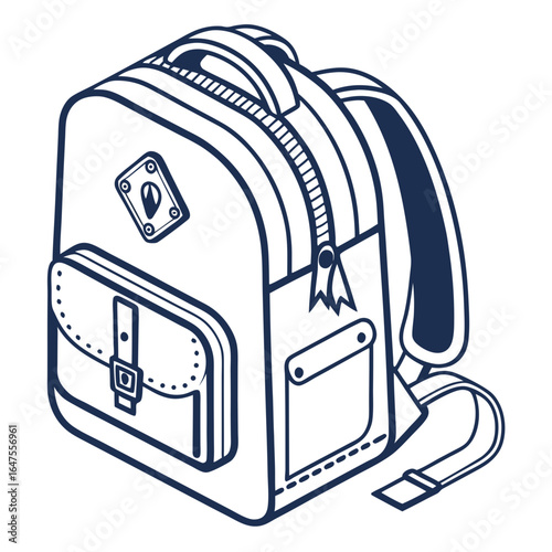 Backpack isolated on white background, a stylish and functional bag for school
