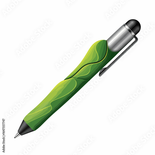Modern green pen with ergonomic grip and stylus tip