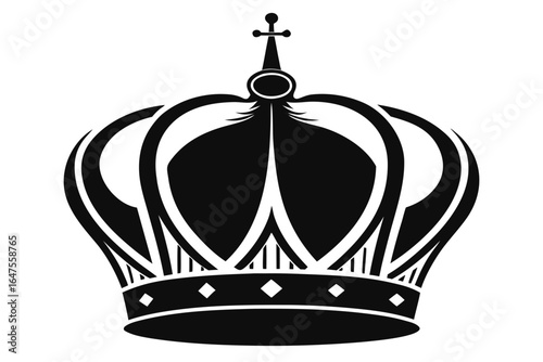 Royal Crown: A regal, detailed, and iconic monochrome illustration of a majestic crown, perfect for symbolic use. 