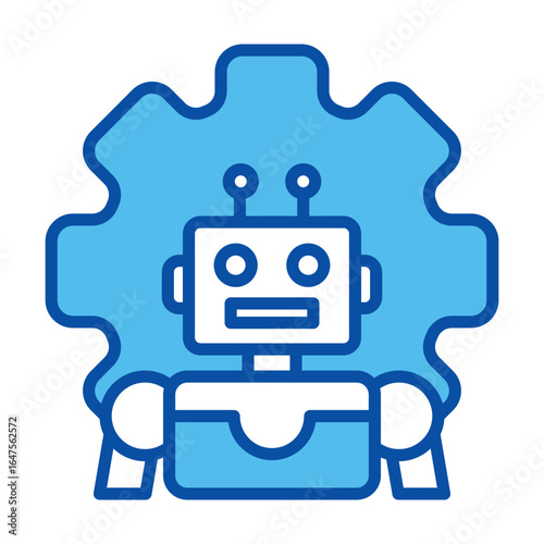 Robotic Icons In Blue Style, Vector Illustration