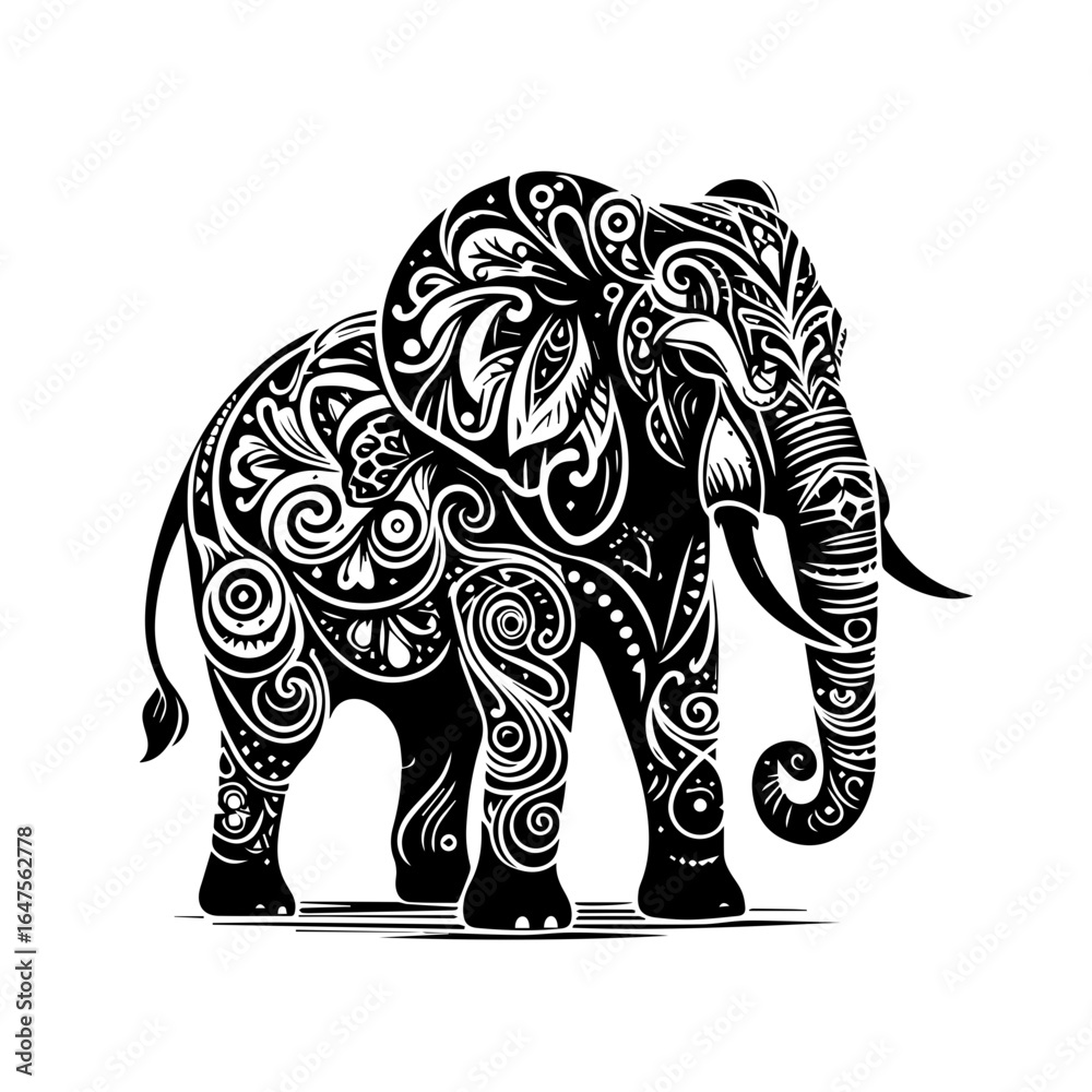 Fototapeta premium Intricate Decorative Elephant Art Illustration.
