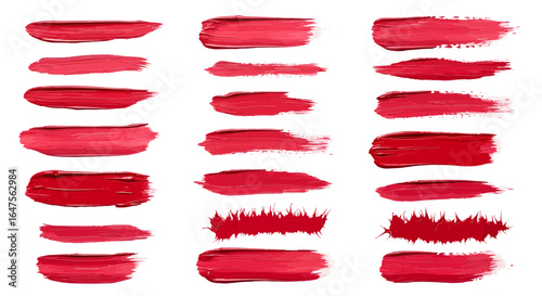 Vibrant collection of red paint strokes for artistic design projects, perfect for modern creative concepts