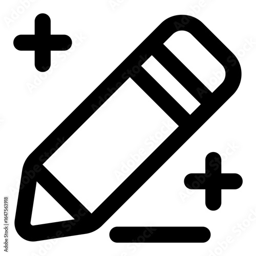 Pencil Icon with Plus Symbols
