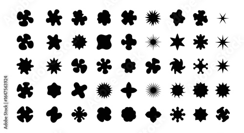 Abstract shapes collection, diverse organic form designs for creative assets and modern graphic elements