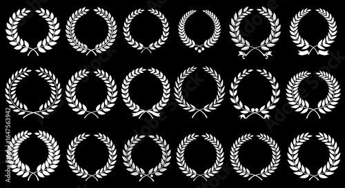 Timeless laurel wreath collection for prestigious awards and elegant vintage designs, originally a scalable vector graphic