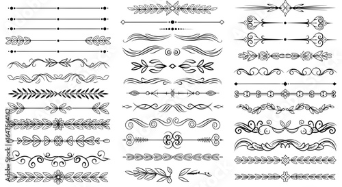 Elegant floral divider collection for invitations and design projects, flourish borders for scrapbooking and cards