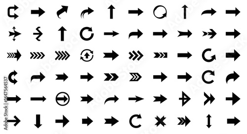 Diverse arrow collection pointing in various directions for navigation and interface design needs, originally vector