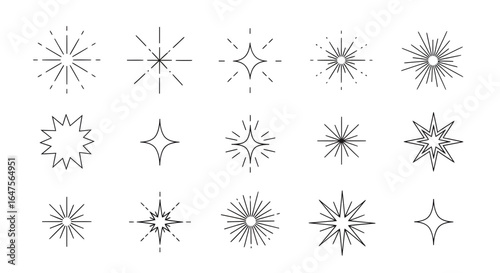Sparkling starburst elements for modern designs, adding a touch of magic and brilliance to your creative projects