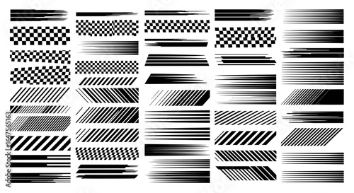 Dynamic speed lines and racing flag graphics for modern designs and fast paced projects with a sleek aesthetic