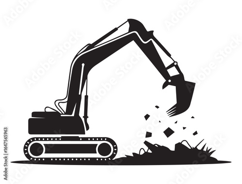 very simple flat and single minimalist Demolition. Vector black silhouette. with white background