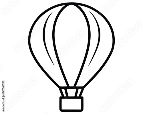 Simple line drawing of a hot air balloon ready for flight