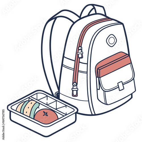 Back to school essentials backpack and healthy lunchbox ready for a new day