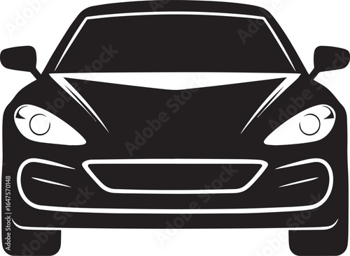 black sports car, silhouette of a sports car front view