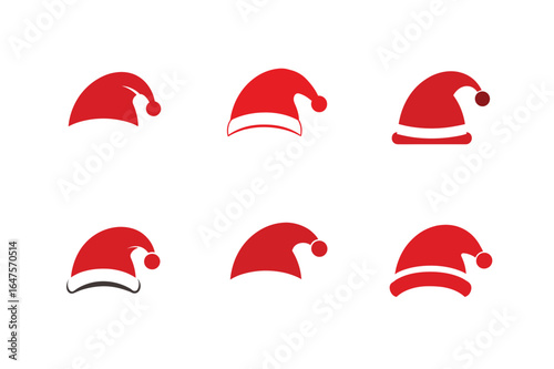 vector silhouette of christmas santa claus hats