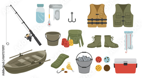 Comprehensive Set of Fishing Equipment and Gear