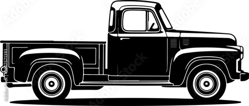 Vintage Black Pickup Truck Silhouette | Classic Cargo Emblem Vector Design