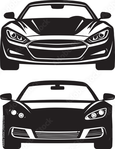 black sports car, silhouette of a sports car front view
