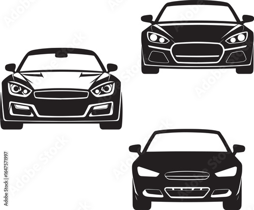 black sports car, silhouette of a sports car front view