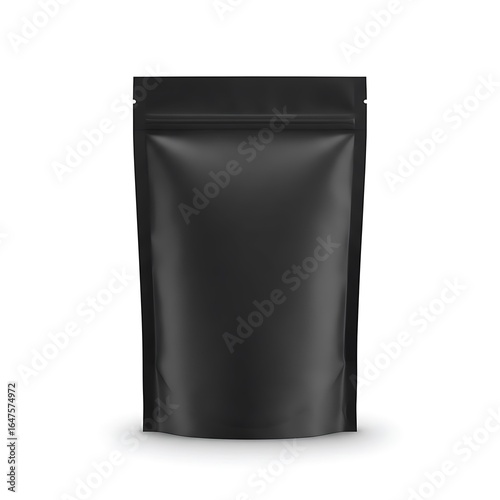 Blank Black Stand Up Pouch With Zipper Mockup For Packaging Design Presentation