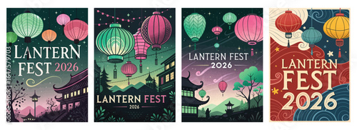 Colorful lanterns illuminate the night sky during Lantern Fest 2026, showcasing vibrant hues and designs.