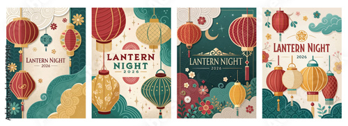 Colorful lantern night designs featuring ornate lanterns and floral patterns in vibrant hues.