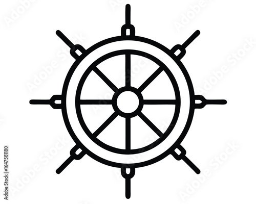 Ship Wheel Icon Nautical, Navigation, Steering, Maritime & Control