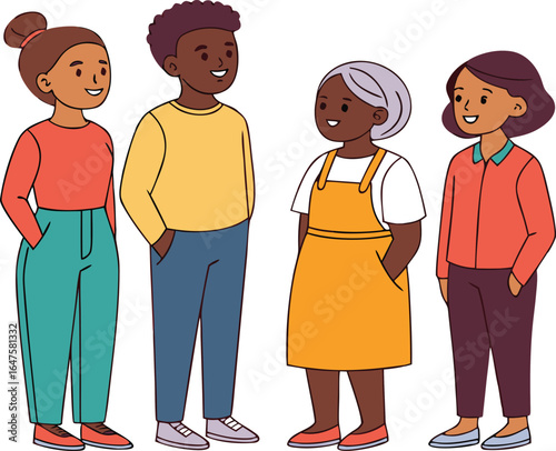 diverse group people white background vector
