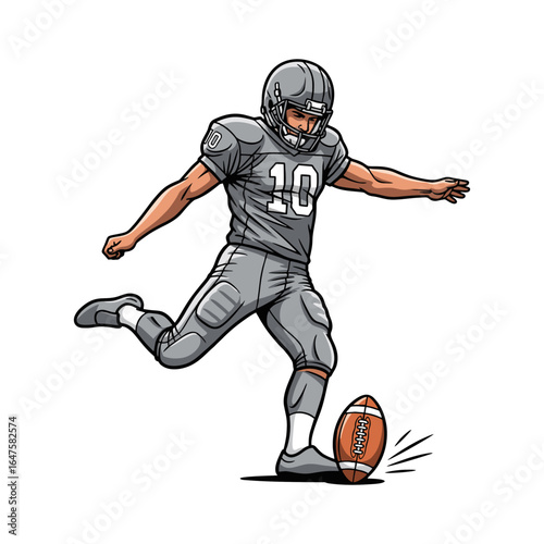 american football player kicking ball