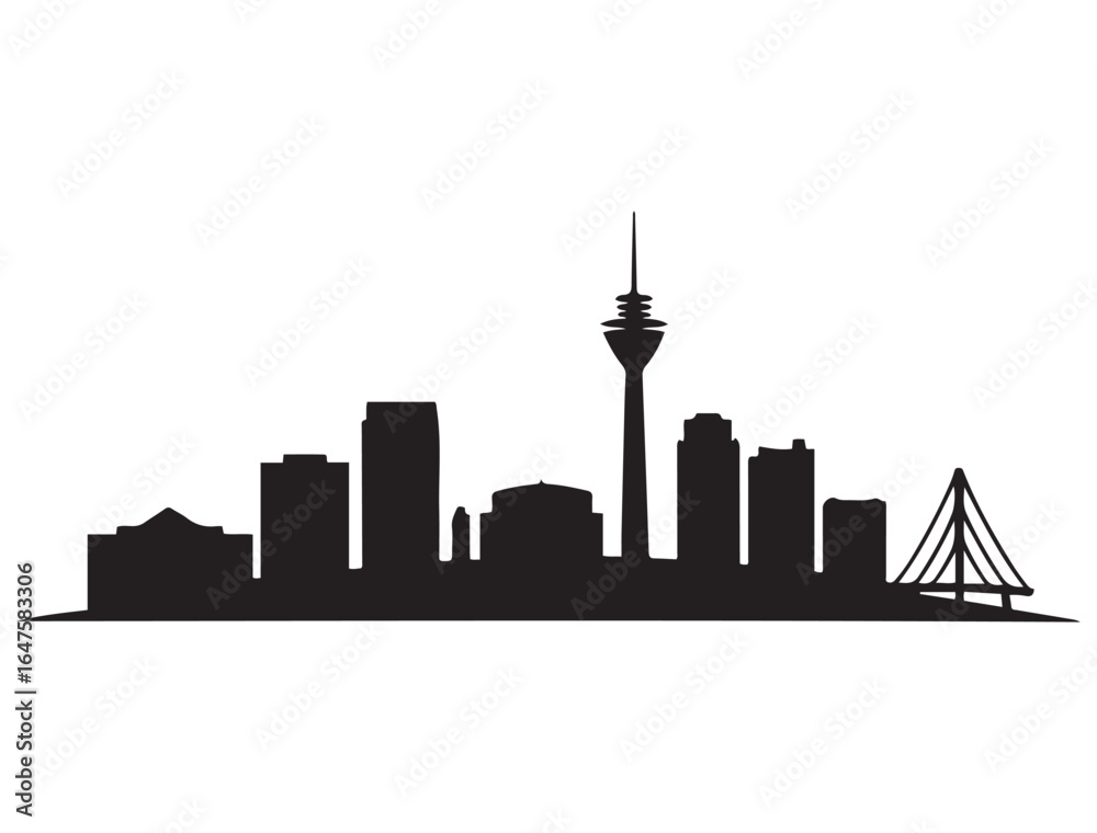 Fototapeta premium Skyline Ruhrgebiet. Vector black silhouette. with white background