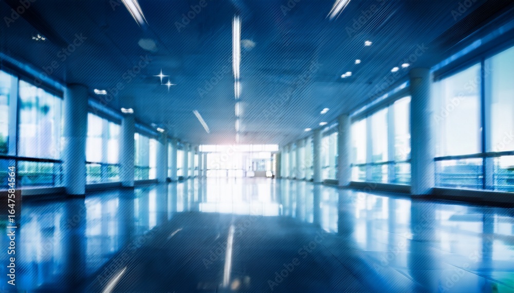 Fototapeta premium abstract blurred office corridor with bokeh lights a modern interior background for business medical or corporate presentation concepts