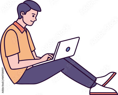 guy working on device office illustration
