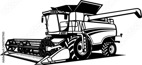 Bulldozer Vector Illustration Black and White Outline
