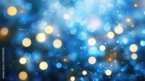Abstract Blue bokeh defocus glitter blur background.