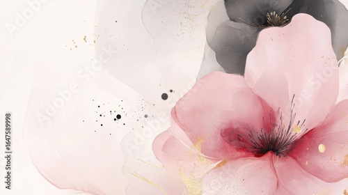 Soft Elegance of Watercolor Flowers with Delicate Shades and Touches