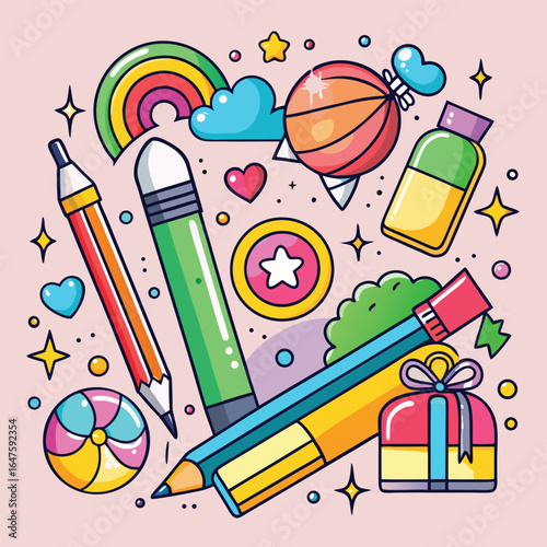 seamless pattern with school supplies