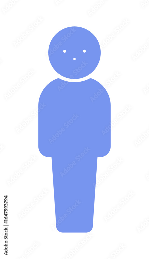 Fototapeta premium 立っている1人の人の青いアイコン・ピクトグラム - 男女や大人・子どもの区別なく使えるデフォルメ体型
