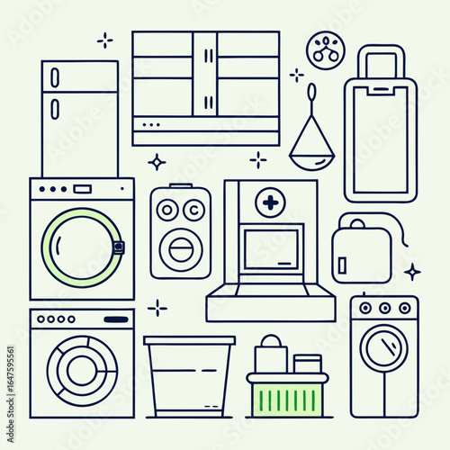 set of household appliances icons