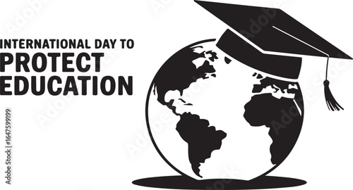 International Day to Protect Education Vector with Globe and Graduation Cap Design