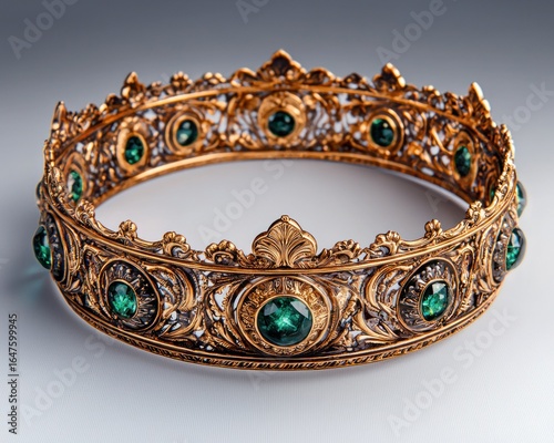 Ornate golden crown with emerald accents