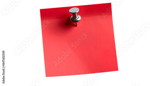 Red Sticky Note with red Pushpin Isolated on Transparent Background. Red sticky post it note with red pushpin isolated on white or transparent background. PNG