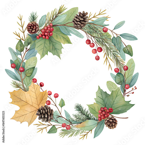 Autumn Watercolor Wreath Collection with Seasonal Leaves, Pumpkins, and Flowers Pngs