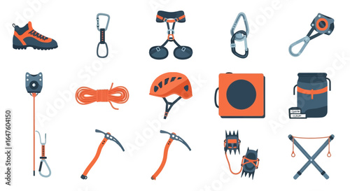 Collection of Colorful Climbing Gear and Equipment
